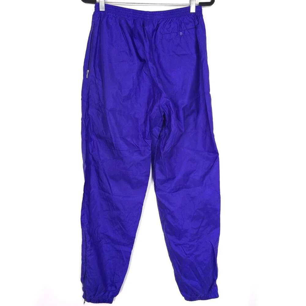 NIKE VINTAGE Track Pants LARGE S20509 BUS Ankle Zip Elastic Hem‎ Blue Nylon 90’s